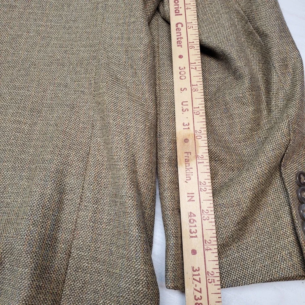 Alfani Mens Silk Wool Blazer Tan Brown Textured 44L Quiet Luxury Smart Casual